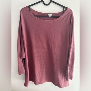 Kismet Dusty Rose Pink oversized  Long 3/4” Sleeve ribbed Top large